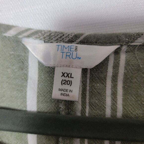Time & Tru Womens Top Sz XXL Pull Over Side Knot Rayon Linen Blend Sage Green - Picture 3 of 13